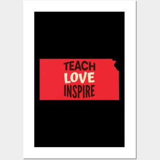 Kansas Teacher Teach Love Inspire Posters and Art